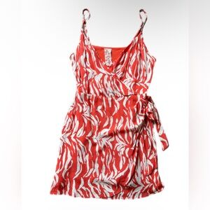 Sadie & Sage Floral Faux Wrap Minidress Small Beach Island Resortwear Tropical